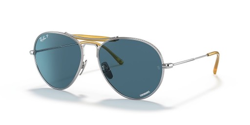 Ray-Ban RB8063 Titan-M (55 - 16) mit Blauen Gläsern und Silber-Rahmen-Sonnenbrille