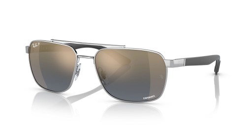 Ray-Ban RB3701 XXL (59 - 17) mit Blauen Gläsern und Silber-Rahmen-Sonnenbrille