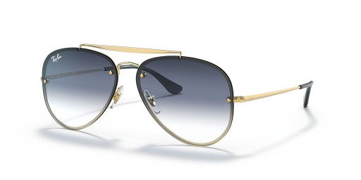 Ray-Ban RB3584N Blaze Aviator XL (61 - 13) mit Blauen Gläsern und Gold Rahmen Sonnenbrille