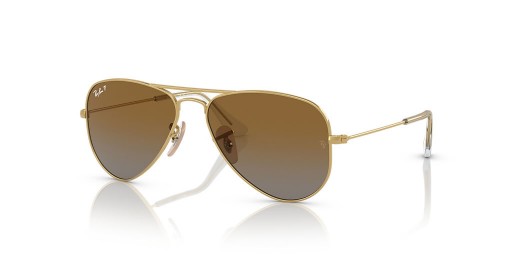 Ray-Ban RB9506S Aviator Kids L (52 - 14) mit Braunen Linsen und Gold Rahmen Sonnenbrille