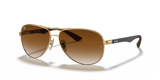 Ray-Ban Carbon Fibre RB8313 XL (61 - 13) mit Braunen Linsen und Gold Rahmen Sonnenbrille