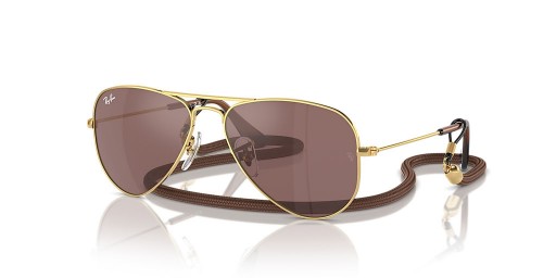 Ray-Ban RB9506S Aviator Kids L (52 - 14) mit Braunen Linsen und Gold Rahmen Sonnenbrille