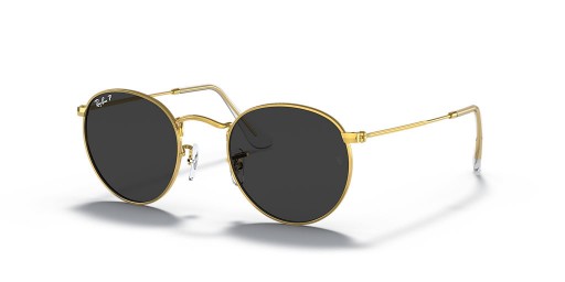 Ray-Ban RB3447 Round Metal S (50 - 21) mit Schwarzen Gläsern und Gold Rahmen Sonnenbrille