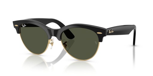 Ray-Ban RB2341 Clubmaster Weg L (54 - 19) mit Grünen Gläsern und Schwarzem Rahmen, Sonnenbrillen