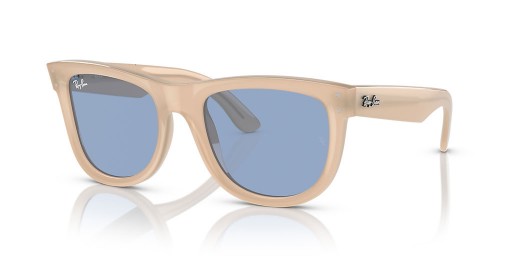 Ray-Ban RBR0502SF Wayfarer Reverse M (53 - 20) mit Blauen Gläsern und Beige Rahmen Sonnenbrille