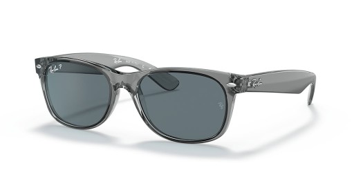 Ray-Ban RB2132F New Wayfarer Classic M (55 - 18) mit Blauen Gläsern und Grauen Rahmen Sonnenbrille