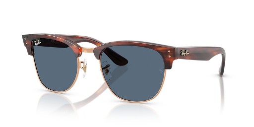 Ray-Ban RBR0504S Clubmaster Reverse-S (51 - 21) mit Blauen Gläsern und Gold Rahmen Sonnenbrille