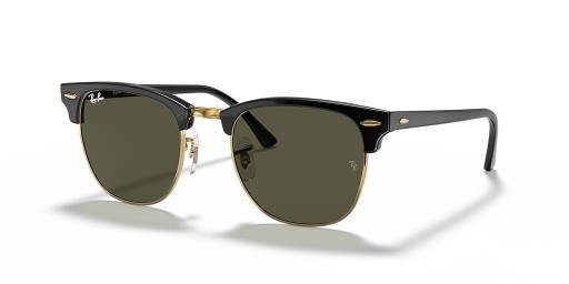 Ray-Ban RB3016F Clubmaster Classic XL (55 - 19) mit Grünen Gläsern und Schwarzem Rahmen, Sonnenbrillen