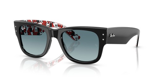 Ray-Ban RB0840S Mega Wayfarer Disney Mickey & Minnie Mouse Dekonstruiert M (51 - 21) mit Grauen Gläsern und Schwarzem Rahmen, Sonnenbrillen