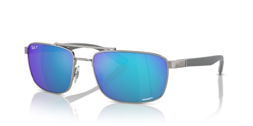 Ray-Ban RB3737CH RB3737 Chromance XXL (60 - 18) mit Grünen Linsen-und Silber-Rahmen-Sonnenbrille