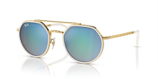Ray-Ban RB3765 L (53 - 22) mit Blauen Gläsern und Gold Rahmen Sonnenbrille