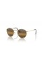 Ray-Ban RB3447 Round Metal Chromance S (50 - 21) mit Braunen Linsen und Gold Rahmen Sonnenbrille