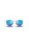Ray-Ban RB3447 Round Flash-Linsen-S (50 - 21) mit Blauen Gläsern und Gold Rahmen Sonnenbrille