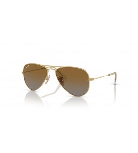 Ray-Ban RB9506S Aviator Kids L (52 - 14) mit Braunen Linsen und Gold Rahmen Sonnenbrille