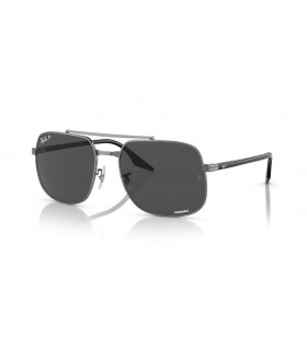 Ray-Ban RB3699 L (59 - 18) mit Grauen Linsen und Silber-Rahmen-Sonnenbrille
