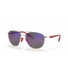 Ray-Ban RB3659M Scuderia Ferrari Collection L (57 - 17) mit Blauen Gläsern und Silber-Rahmen-Sonnenbrille