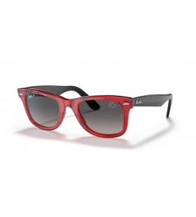 Ray-Ban RB2140 Wayfarer Mickey J22 L (50 - 22) mit Grauen Linsen und Roter Rahmen Sonnenbrille