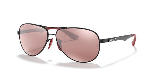 Ray-Ban RB8313M Scuderia Ferrari Collection XL (61 - 13) με Ασημί φακούς και Μαύρα γυαλιά Ηλίου πλαισίων