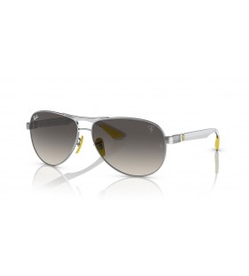 Ray-Ban RB8331M Scuderia Ferrari Collection XL (61 - 13) με Γκρι φακούς και Ασημένια γυαλιά Ηλίου πλαισίων